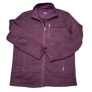 UNTUCKit Kezoh Full Zip Sweater Fleece Jacket Mens S Burgundy Sherpa Lined